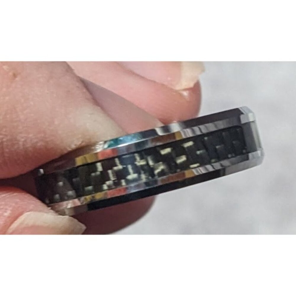 JSFG Tungsten Carbide Fiber Inlay Men's Wedding Ring 6mm Size 9 - Picture 12 of 13